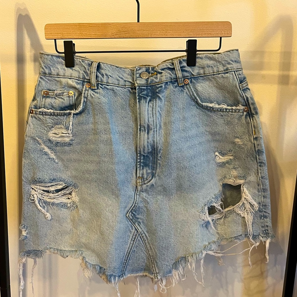 Pilcro Blue Casual Mini Skirt